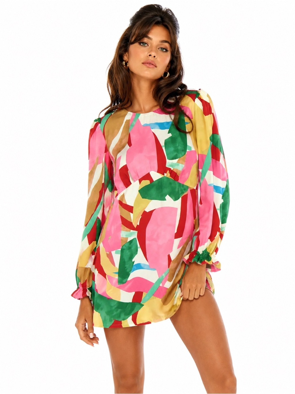 ASOS Urban Threads NWT Abstract Print Long Sleeve Mini Dress XS Back Zip